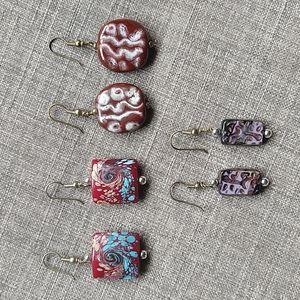 3 Pair of Handmade Clay Unique Earrings